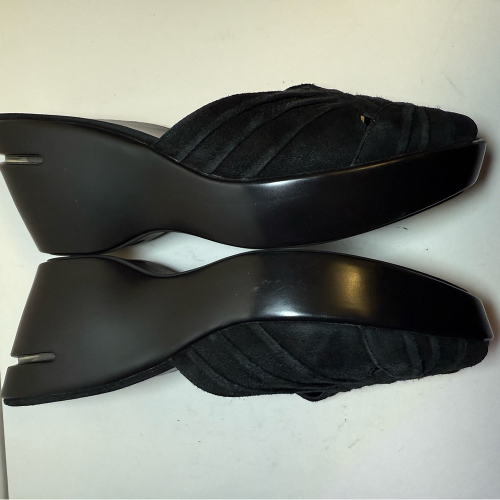 Cole Haan Nike Air Black Wedge Sandals (Heel, Leather Uppers, Round toe) size 8 - Picture 11 of 12